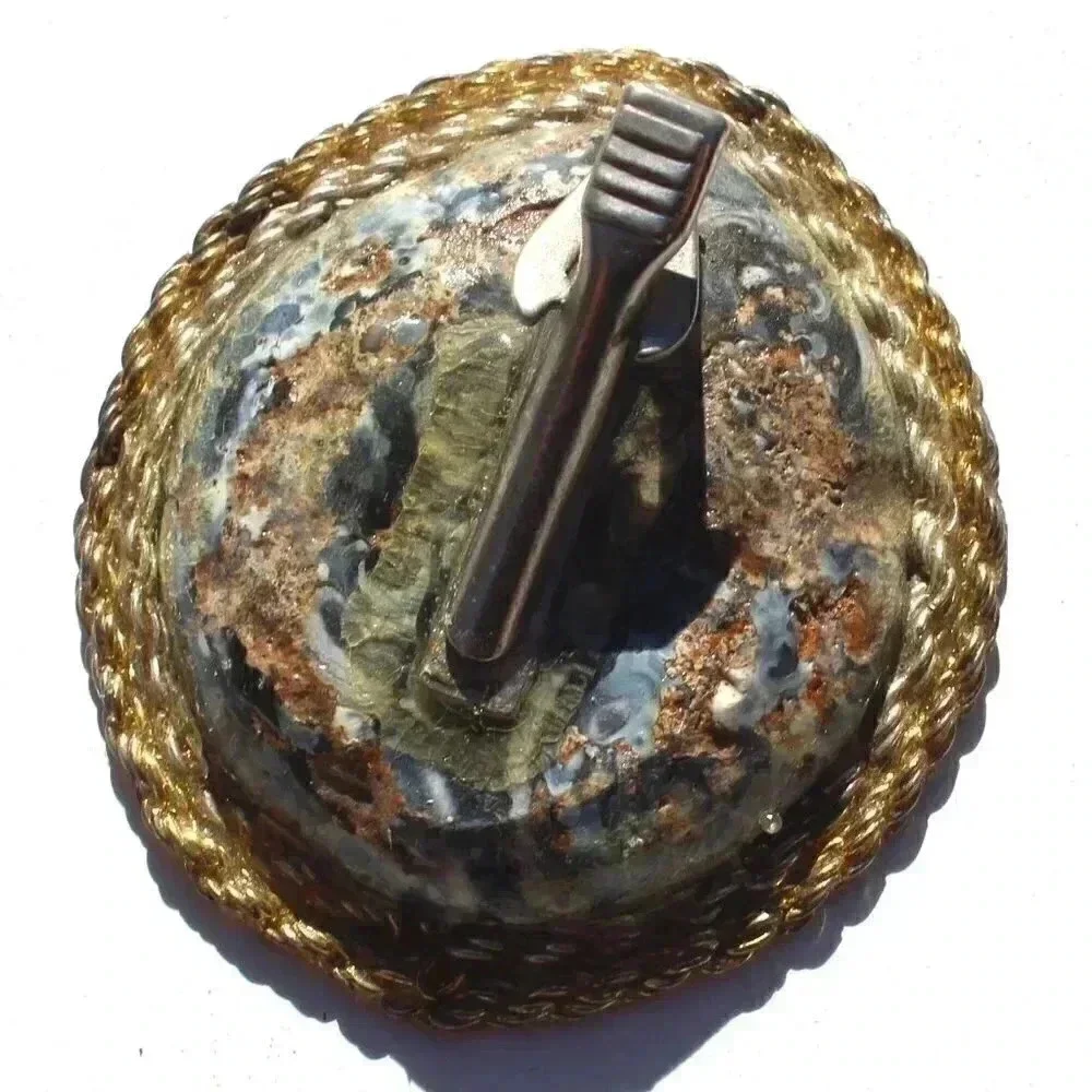 Vintage Gemstone (Agate Stone Geode Crystal) Cowboy Western Tie Clip Decor